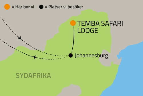 Geografisk karta över Johannesburg och Sydafrika.